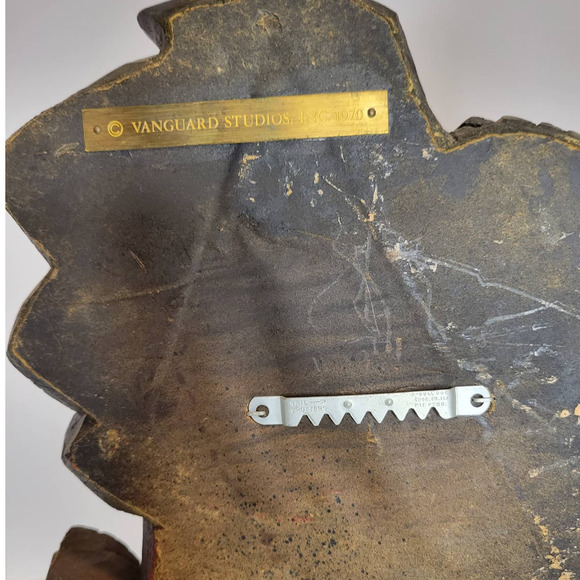 Vintage 1970s Vanguard Studios Man with Wheat Wood Carving Sculpture - Picture 7 of 9